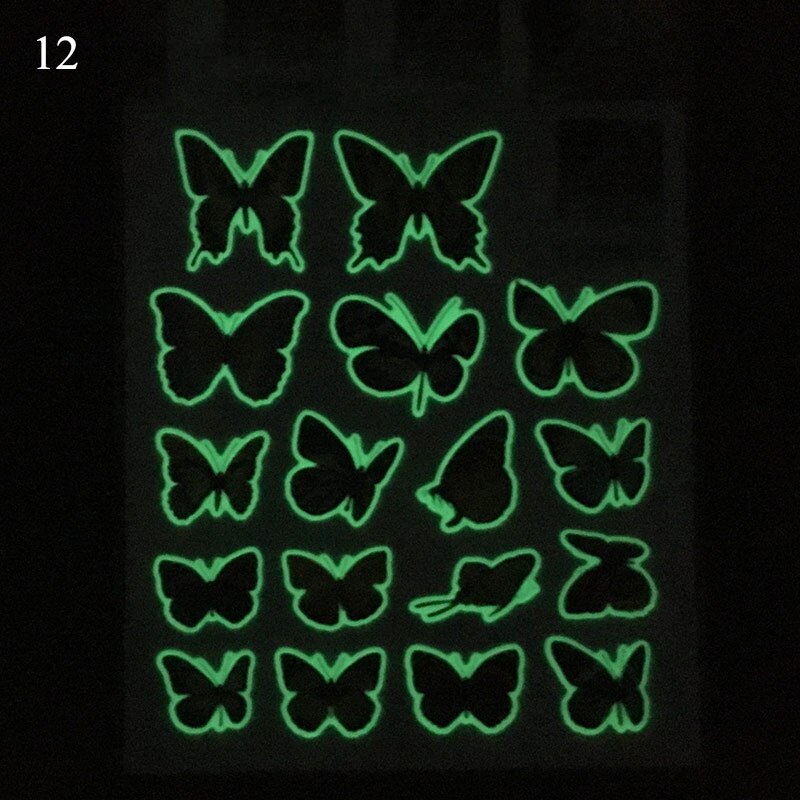 Fluorescent Wall stickers 3D Stars Dots Luminous DIY Wall Sticker Bedroom Kids Room Decoration Glow In Dark Animals Stickers: 12