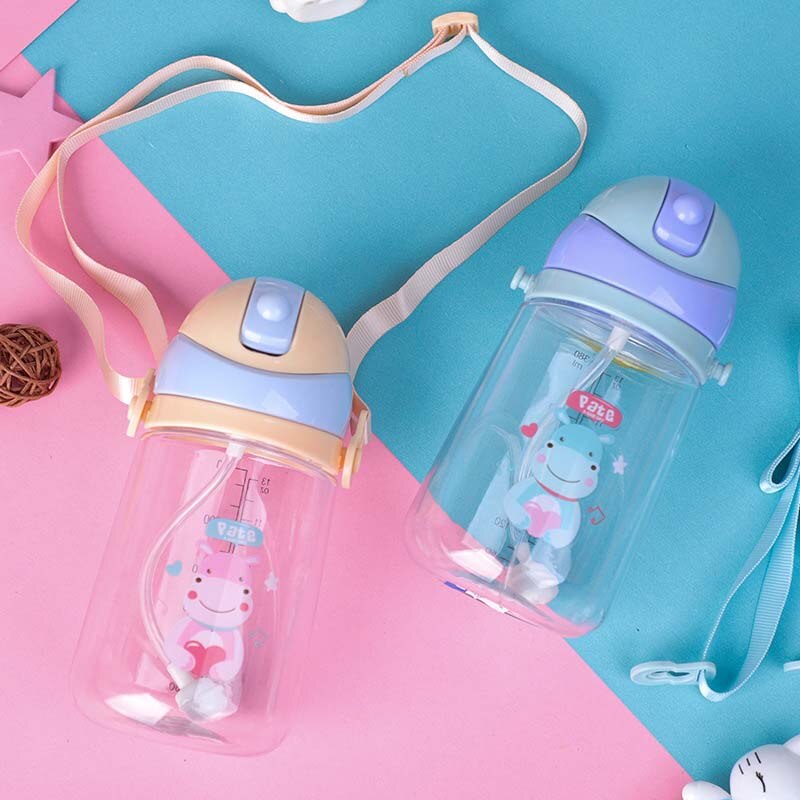 Babybekers duurzame draagbare kinderbeker met rietje waterfles met touw pasgeboren drinkbeker waterkoker voor baby's