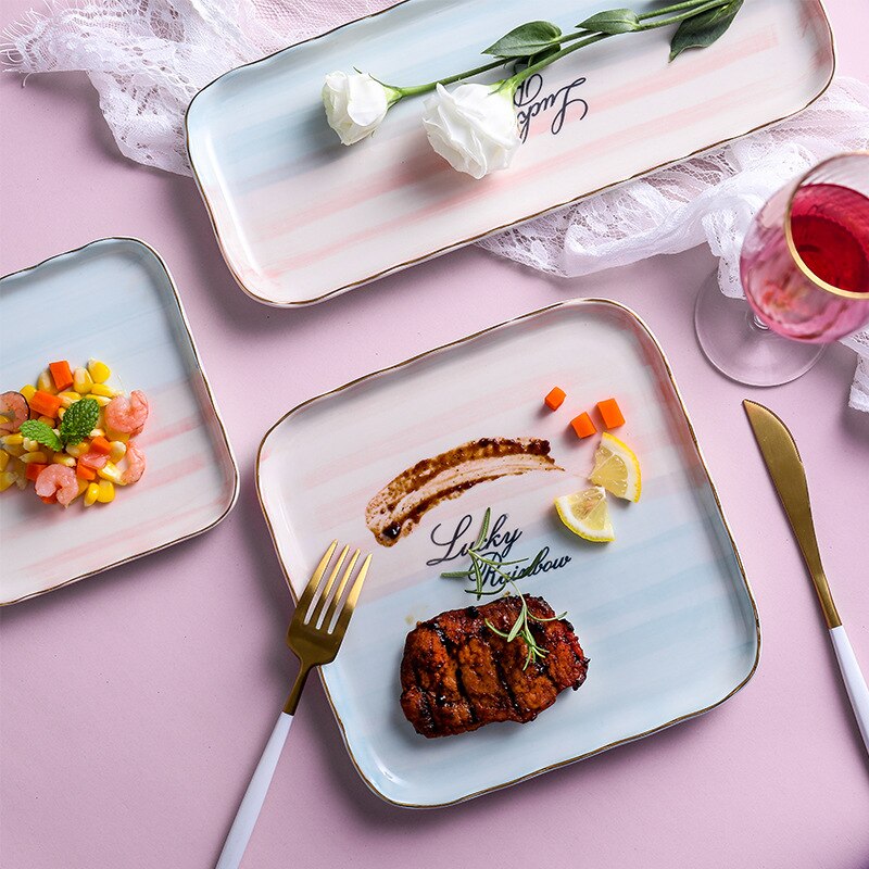 Keramisk service til hjemmet spise tallerken fad tallerken western mad bøf tallerken personlighed pasta tallerken dessert tallerken