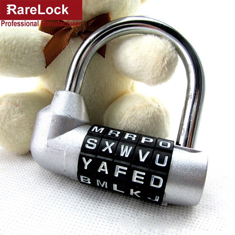 Candados de combinación de código con 5 letras para puerta, candados para gimnasio, Maleta, equipaje y bicicleta, Rarelock A