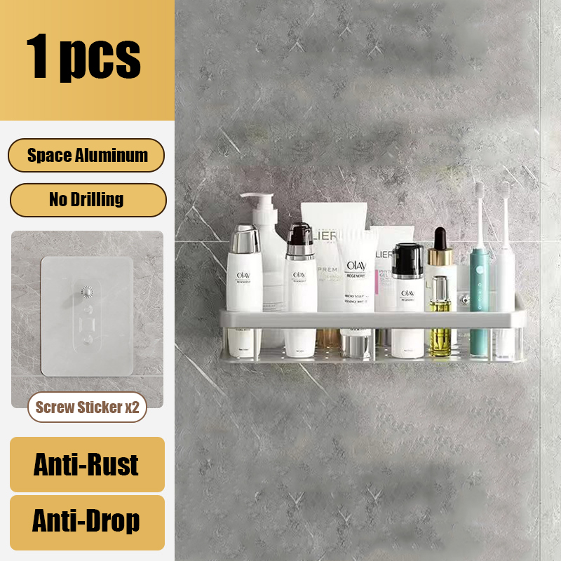 Bathroom Shelves Aluminum Alloy Shower Corner Shelf Shampoo Rack No Drill Kitchen Organizer Wall Shelf Bathroom Accessories: Orange