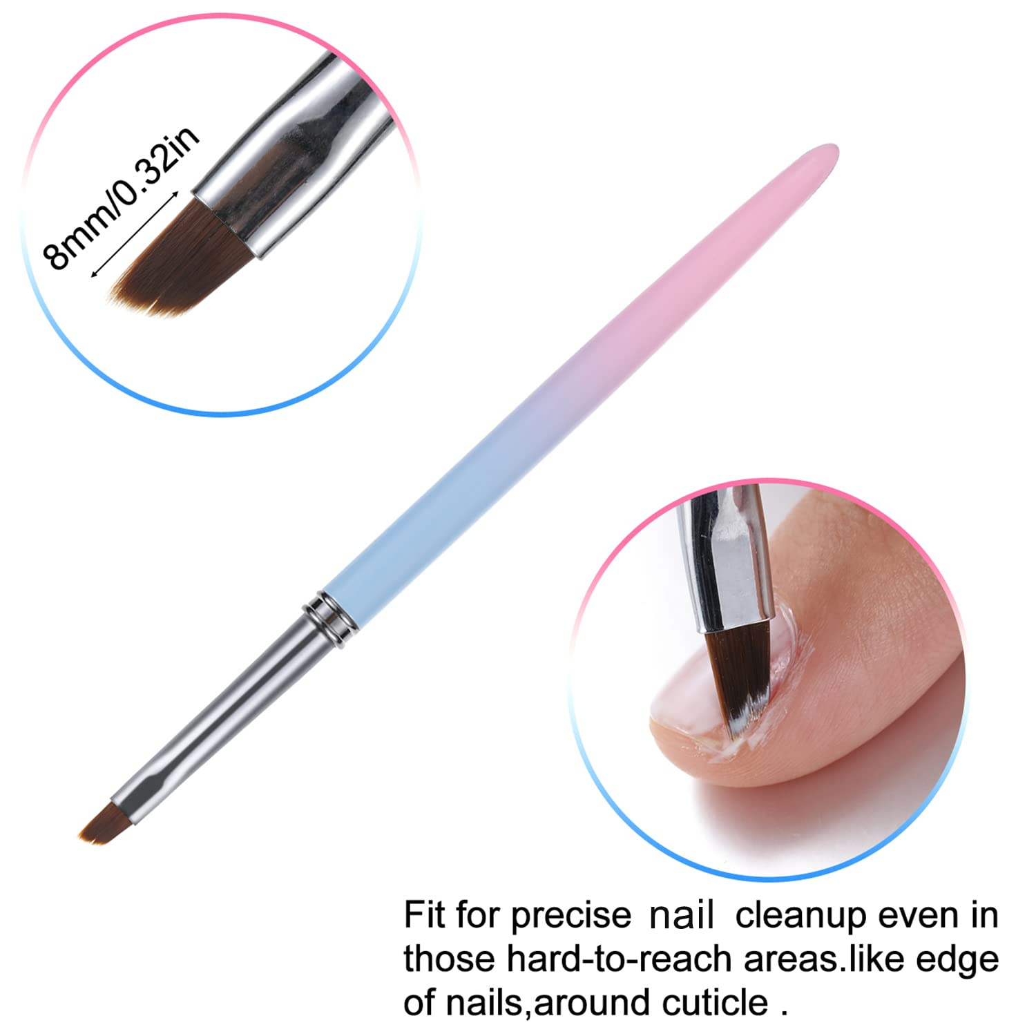 High Precision Nail Art Clean-Up Brush Set - Accurate Mistake Removal and Fingernail Cleaning - Angled and