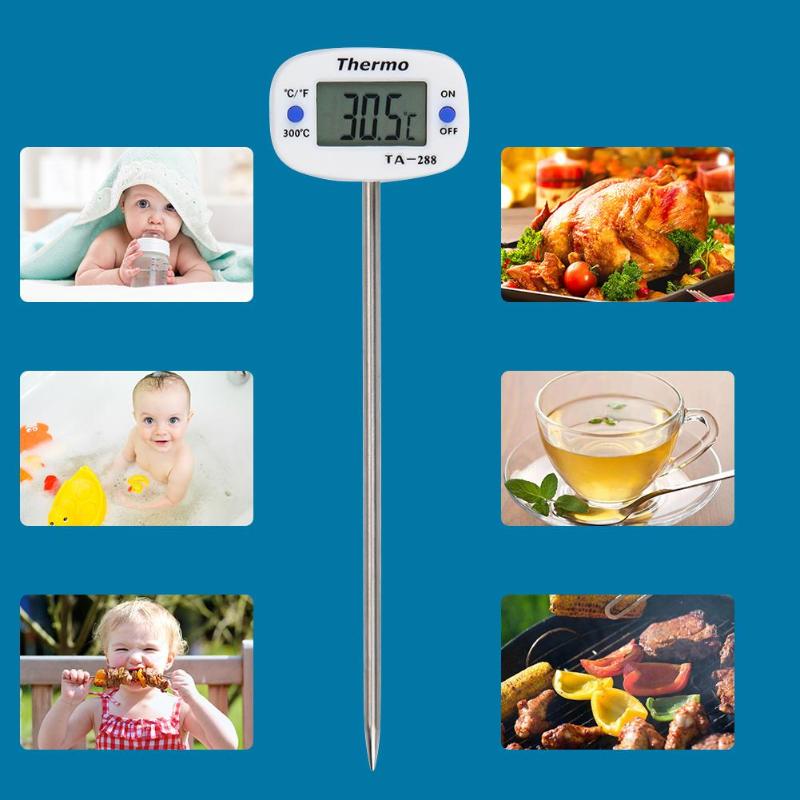Food Probe Thermometer Stainless Steel Electronic Digital BBQ Meat Thermometer Rotatable Temperature Test Tool