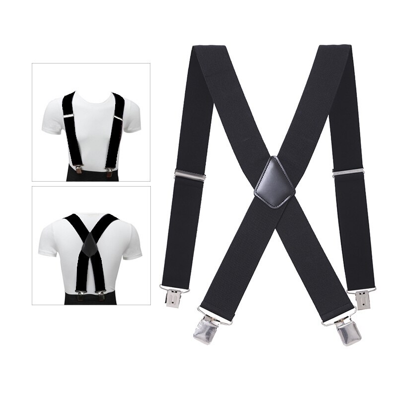 Bretelles longues de 120cm pour hommes, grandes tailles, dos X, pinces solides, largeur de 5cm