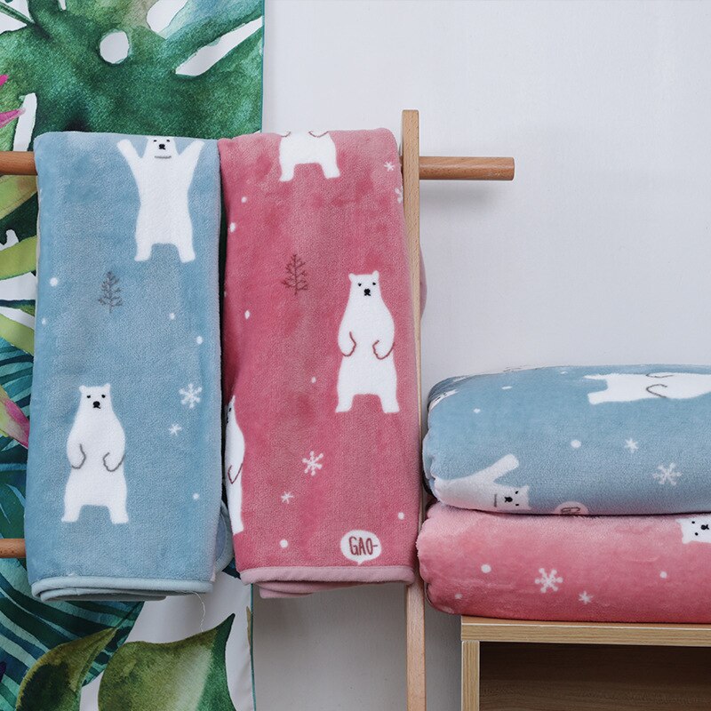 Tecknad korall fleece ull filt barn baby filt luftkonditionering kontor soffa sierran filt sommar 100*72cm