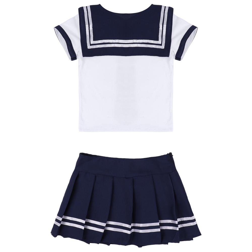 Disfraz de Cosplay para mujeres y adultos de 3 uds., uniforme de marinero, camiseta de manga corta con Falda plisada y corbata