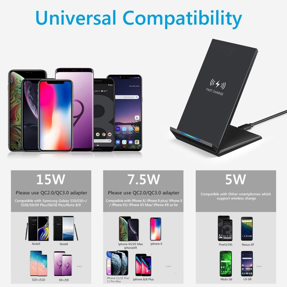 E5 qi-schnelllade-wireless-ladegeräte für iphone 20w 13 15w 10w 12 11 xs xr und  x 8 mit usb-c-schnellladefunktion für samsung  s10 s9 s8 s7