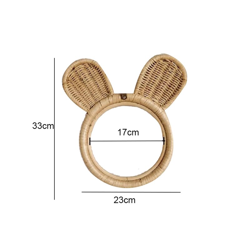 Wall-Mounted Mirror Handmade Natural Rattan Makeup Mirror Cute Monkey Shape Mirror Home Bathroom Decoration: Default Title