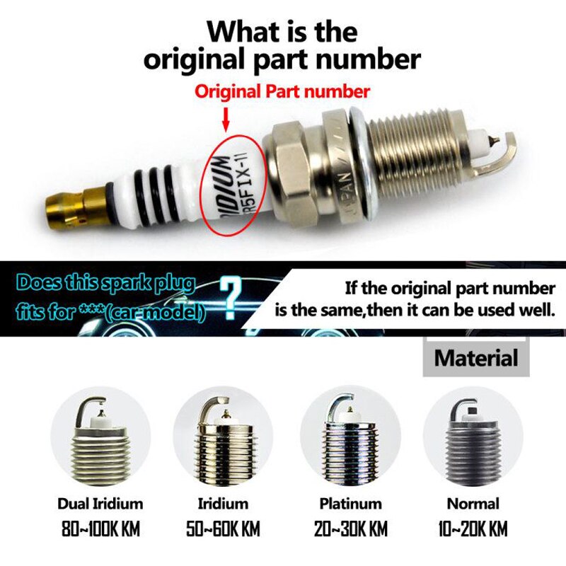 4x 18846-10060 Auto ignición 1884610060 SILZKR6B10E encendido de iridio bujía para HYUNDAI KIA 18855-10060 LZKR6B-10E SILZKR6B-10E