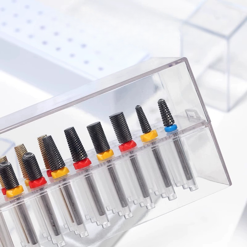 Transparent 48holes Nail Drill Bits Storage Box Empty Clear Box Nail Drill Display Stand Manicure Accessoy Tools
