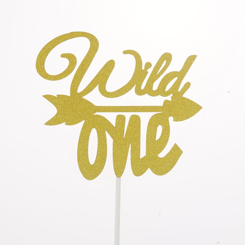 Banderas para pastel Cupcake Topper Toppers rotar la noria Feliz cumpleaños Boda nupcial envoltorio de pastel hornear decoración DIY bandera: wild one
