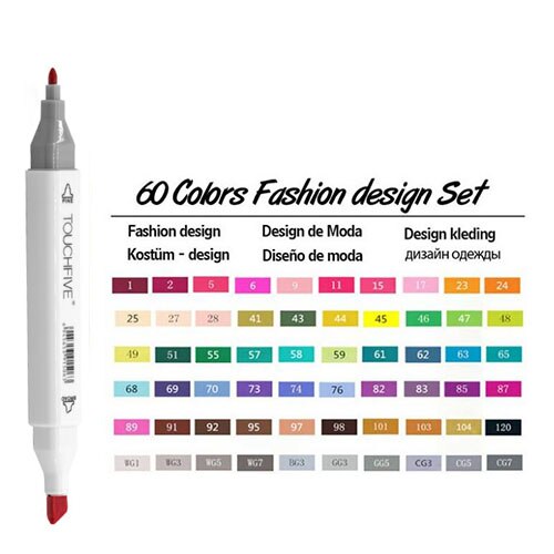 TOUCHFIVE Markers for Drawing 30/40/60/80/168 Colors Alcohol Based Art Marker Dual Tip Brush Pen Manga lettering Calligraphy Pen: 60 Colors fashion