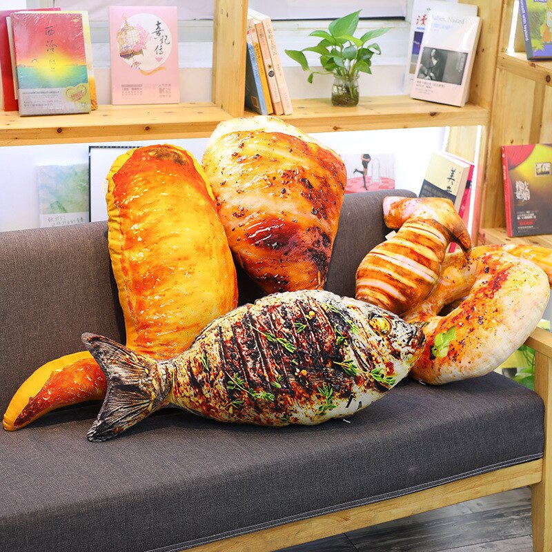 Simulation Food Real Life Style Pillow 20-70cm Personality Funny Chicken Legs Chicken Wings Shrimp Fish Stuffed Toy Cushion