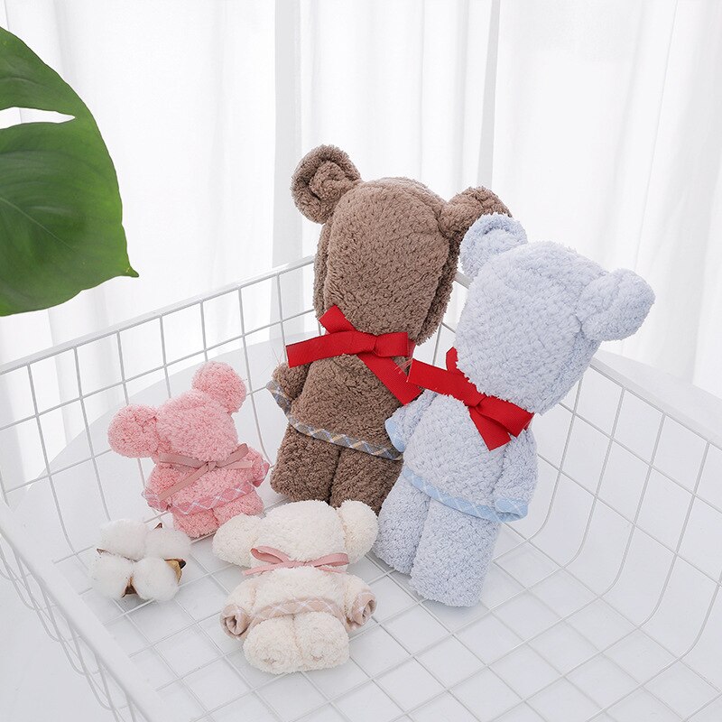Baby Bath Towel Bear Cake Shape Quick-Dry Face Towel Solid Washcloth Wedding Animal Square Hooded Bath robe