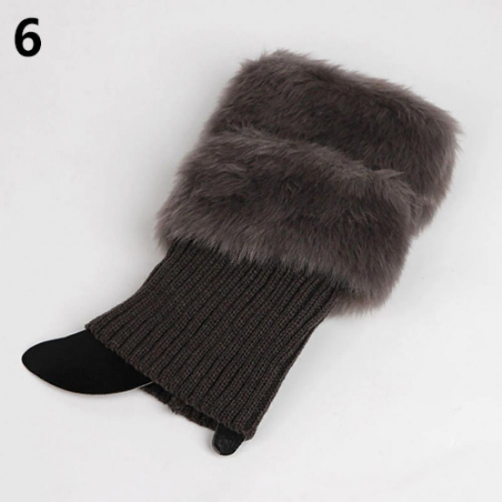 1 Paar Herfst Winter Vrouwen Breien Beenwarmers Mode Effen Kleur Elastische Harige Geribbelde Boot Manchetten Boot Toppers Been warmers: Donkergrijs