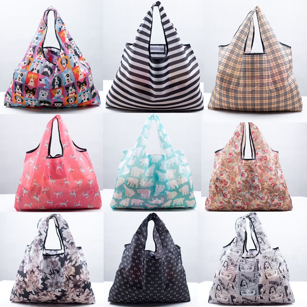Unisex øko shopping rejse skuldertaske oxford tote håndtaske folde genanvendelig tegneserie