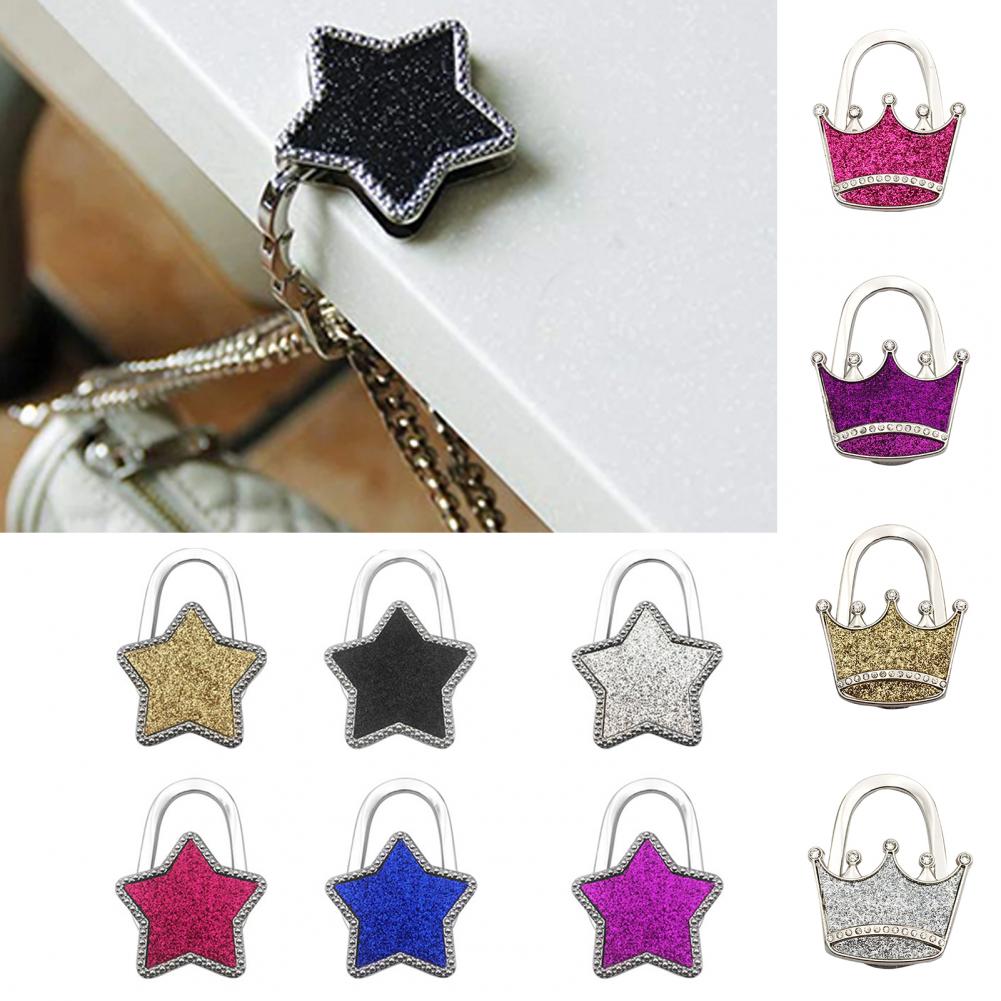 Taske krog skinnende folde zink legering rhinestone krone stjerne bordkant håndtaske bøjle til hjemmet nøglering sød taske vedhæng