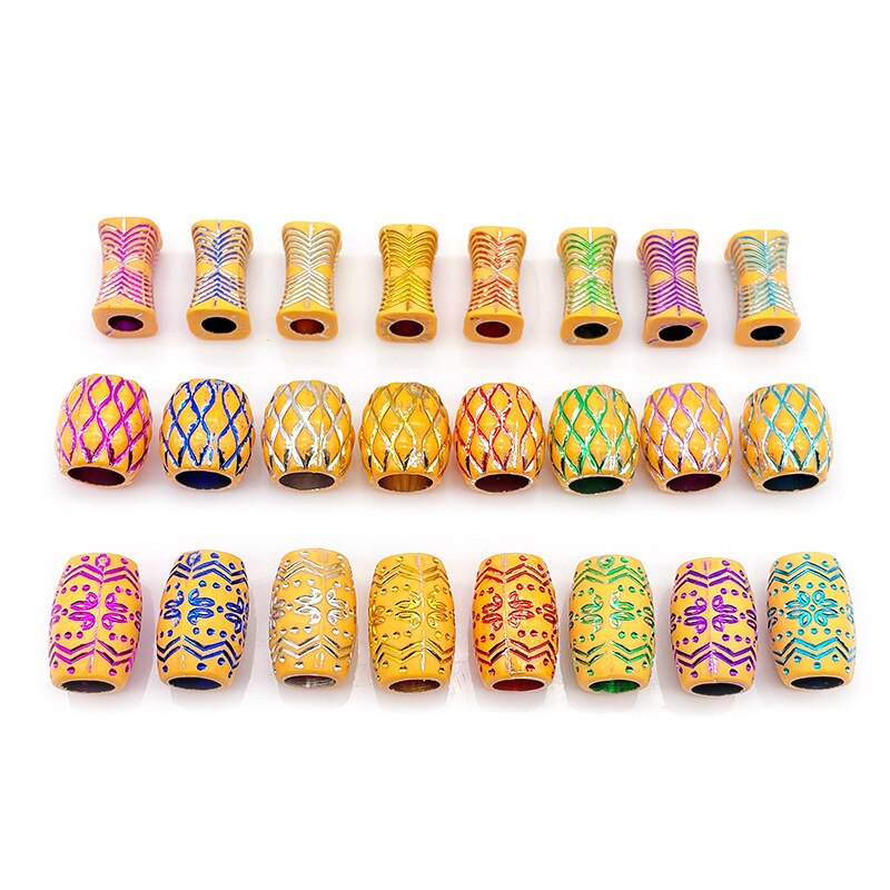 20 Stks/zak 14 Stijl Kleurrijke Big Hole Vintage Geschilderd Plastic Kralen Afrikaanse Haar Ringen Reggae Gevlochten Dreadlock Accessoires