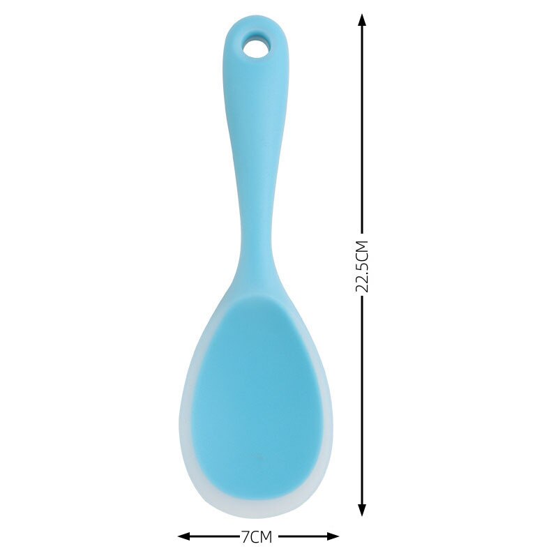 Utensilios de cocina de silicona para arroz, cucharillas accesorios de cocina de mango largo, resistente al calor sartén antiadherente, translúcido, 1 Uds.: Azul