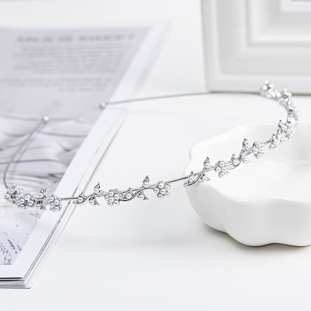 Bloemenhoofdband met strass-steentjes, haarversiering voor dames: Geen