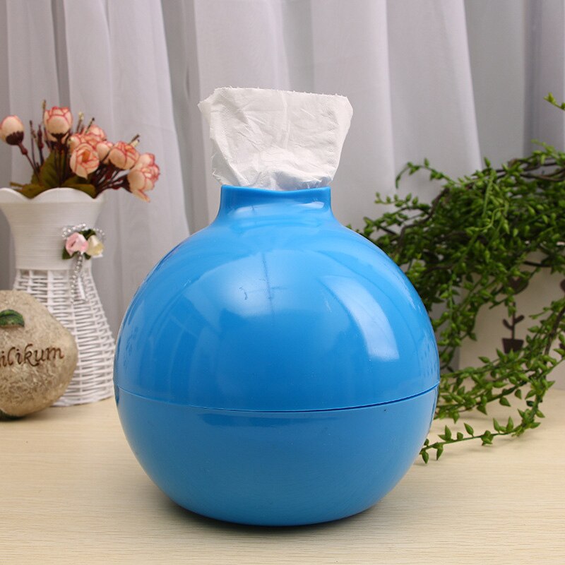 Einfarbig Kunststoff Gesichts Tissue Dispenser Box Abdeckung Runde Bad Serviette Organizer für Home Office WXV: Blau