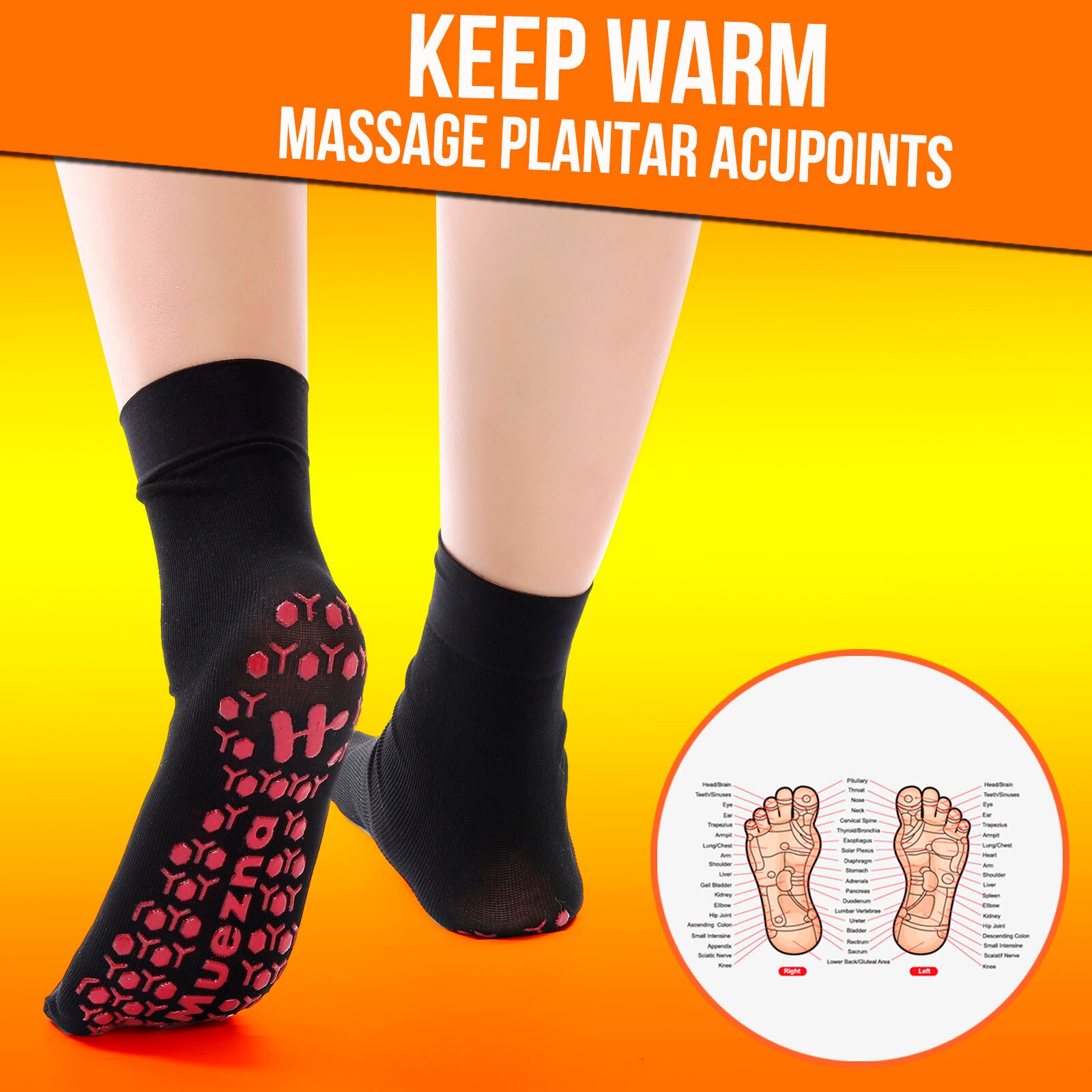 Tourmaline – Chaussettes magnétiques unisexe auto-chauffantes,accessoire de soins de santé respirant effet massage et confortable pour avoir les pieds au ,