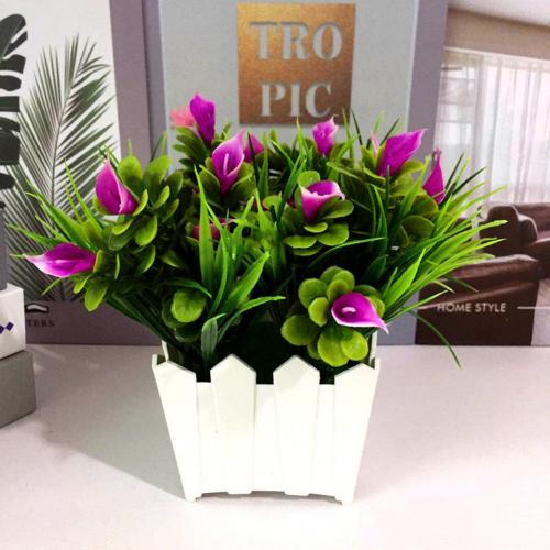 Kunstig potteblomst callalily potteplanter bonsai diy hjem stue kontorindretning havebord dekoration lotus planteindretning: Lilla rød