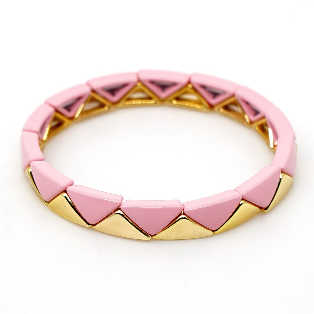 Shinus LOVE Letter Bracelet For Women Enamel Tile Bracelets On Hand Boho Bangle Stretch Pulseras Jewelry