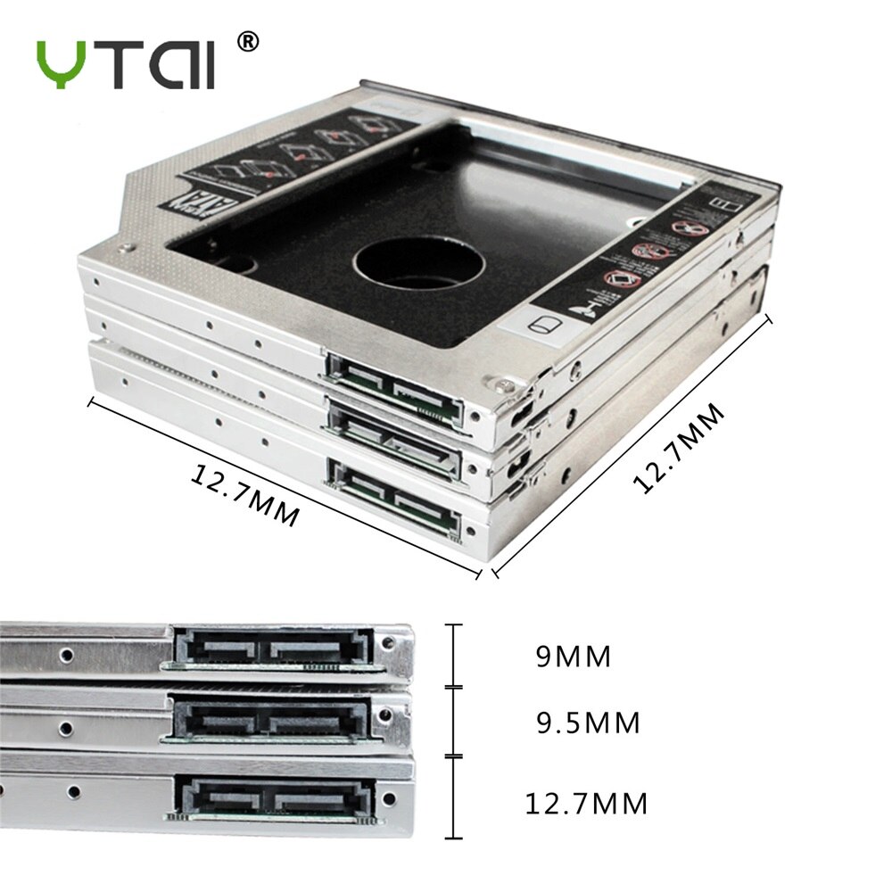 Aluminum Optibay 9.5mm SATA 3.0 2nd HDD Caddy SSD CD DVD Case Enclosure caddy Sledding for laptop 13" 15" 17" SuperDrive
