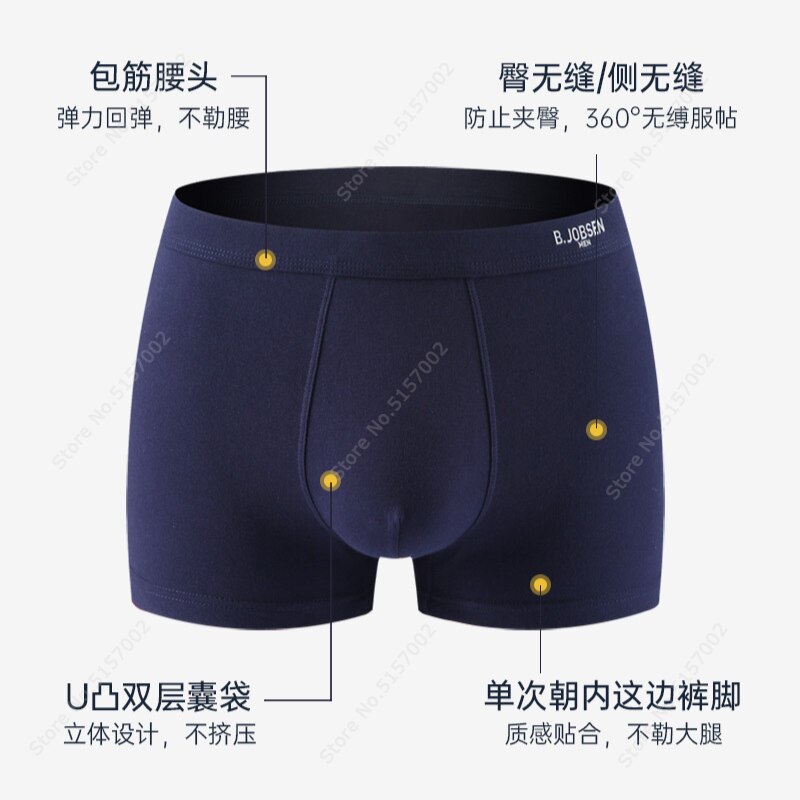 Xiaomi 3 pçs roupa interior masculina cor sólida boxershorts algodão plus size boxer masculino shorts respirável macio calcinha homem underpant