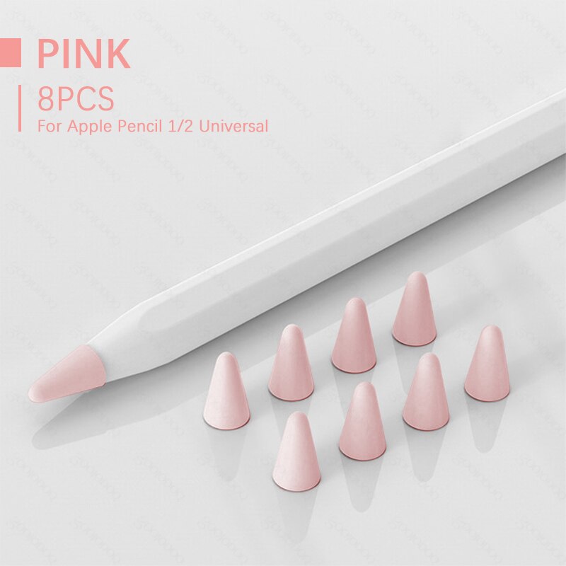 8pcs Silicone Replacement Nib Protective Cover Skin for Apple Pencil tip Tablet stylus Touch Pen Nib Cover стилус для планшета: pink