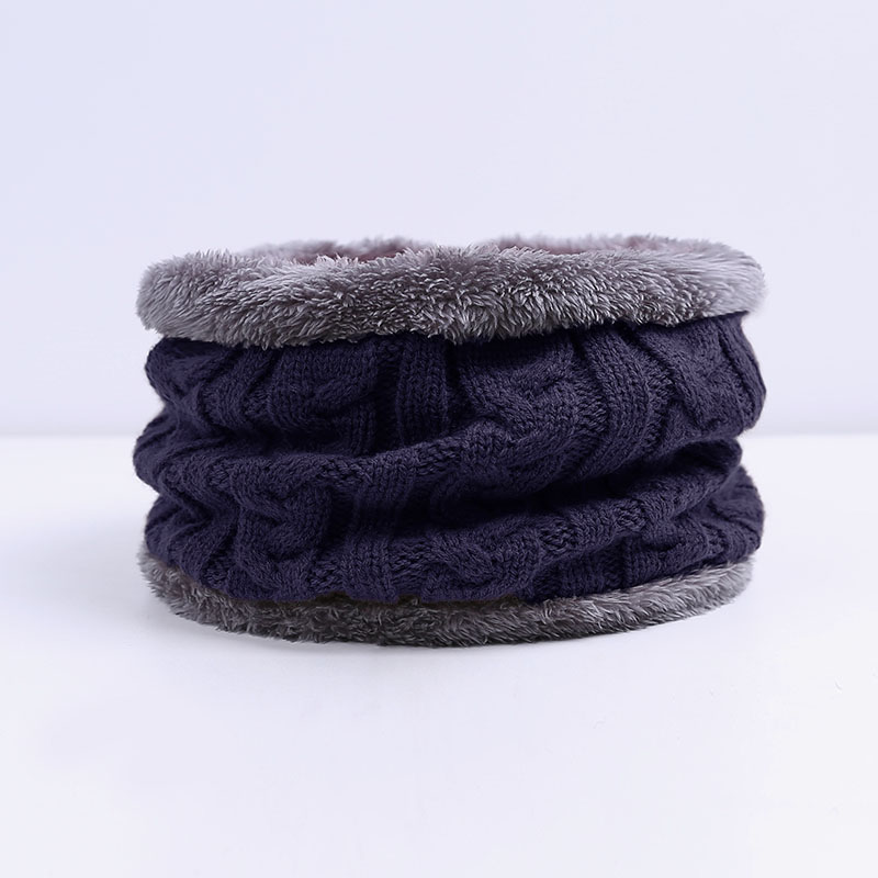 URDIAMOND-ensemble de foulards pour hommes, unisexe, 6 couleurs, tricot, ensemble d'écharpes, chapeau en laine chaude, accessoires d'extérieur, hiver: Navy blue2