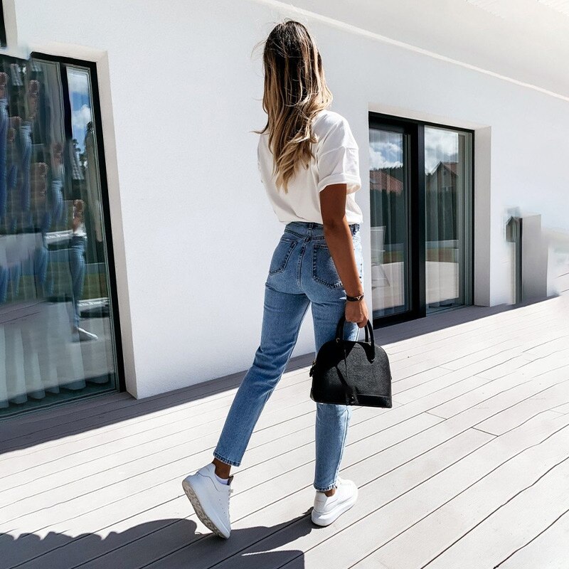 Jean Cintré Femme Jeans Femme Taille Haute SCBFDI Coupe Droite