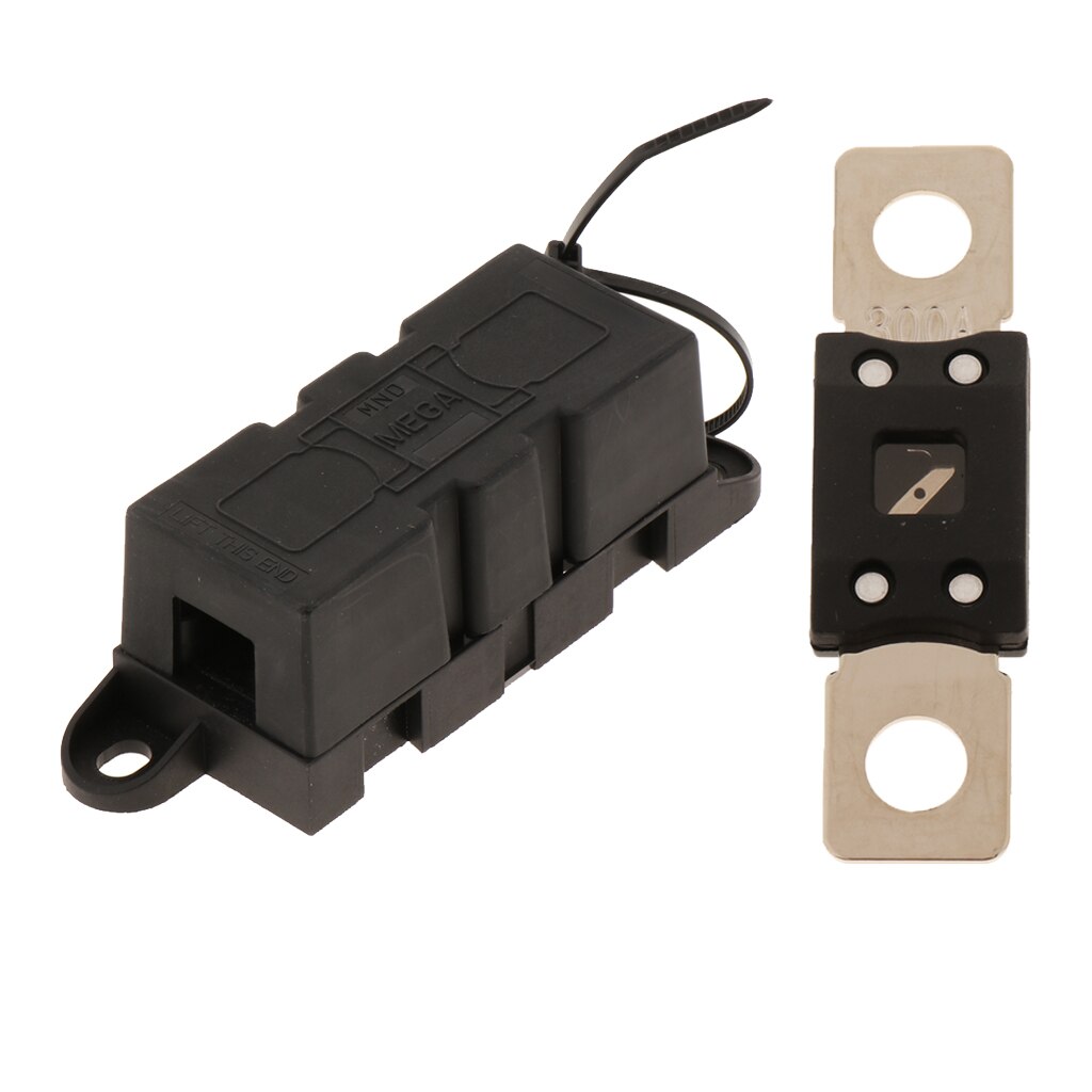 Automotive Single Terminal Fuse Holder+ Mega Bolt-Down Fuse for Forklift, Van, Marine, Truck, Boat, RV, Motorhome (300A)