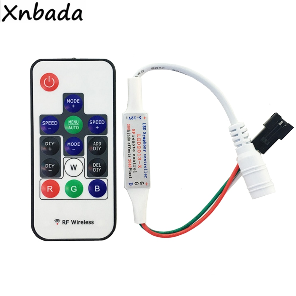 WS2811 WS2812B Rgb Led Light Strip Controller Wireless Rf 14 Toetsen Afstandsbediening Ondersteuning 2048Pixels DC5-12V