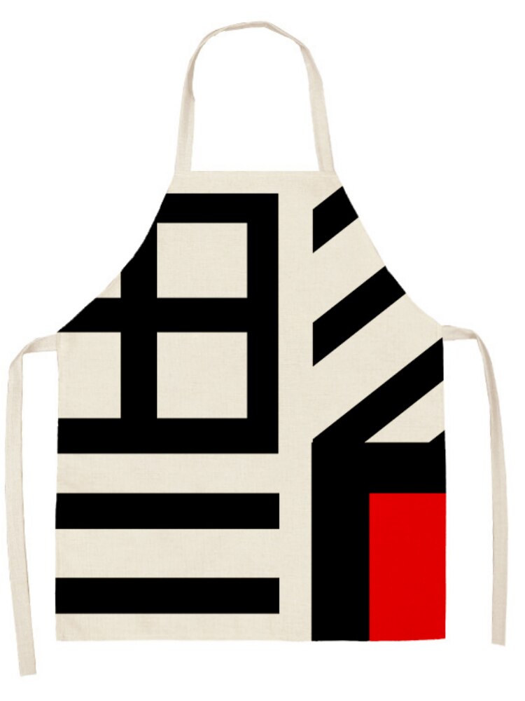 Creatieve Geometrische Patroon Schort Keuken Linnen Schort Vlekbestendig Mouwloze Halter Bib Chef Kok Dragen Kapper Bib: 1 / 47x38cm Kids size