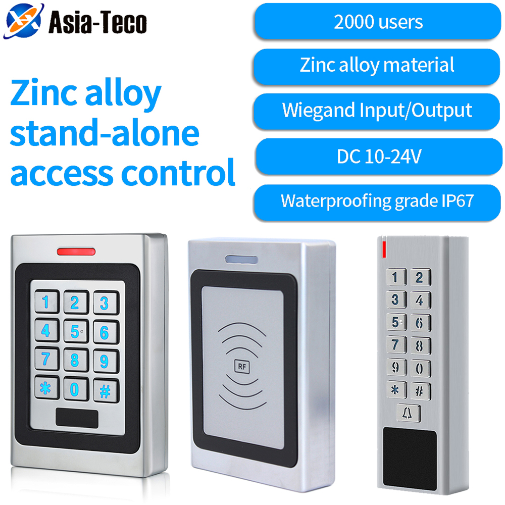 Dør Adgangskontrol Tastatur RFID Læser - 2000 Brugere - Wiegand Input/Output - Elektrisk Lås - Udendørs Dørklokke - IP67 - Zinklegering
