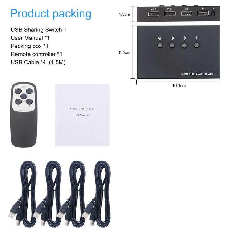 USB KVM Switch Splitter Box 4 in 4 out 4 PCs Sharing 4 USB Devices 2.0 Switch Switcher For PC Computer Printer Keyboard Mouse