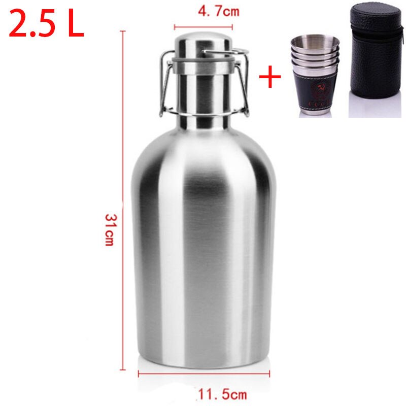 Healthy Beer Barrels Pot Stainless Steel Wine Barrel 1L 1.5L 2L Bottle Double Wall Drink Kettle Wine Jugs Barware: 2.5 L 85 OZ