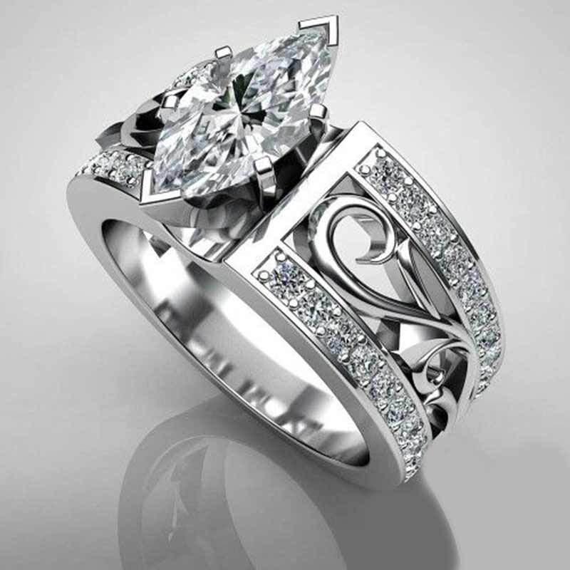Luxe Cz Ring Bridal Ring Met Enorme Brilliant Cz Prong Vintage Eeuwige Liefde Engagement Trouwringen Voor Vrouwen Vriendin