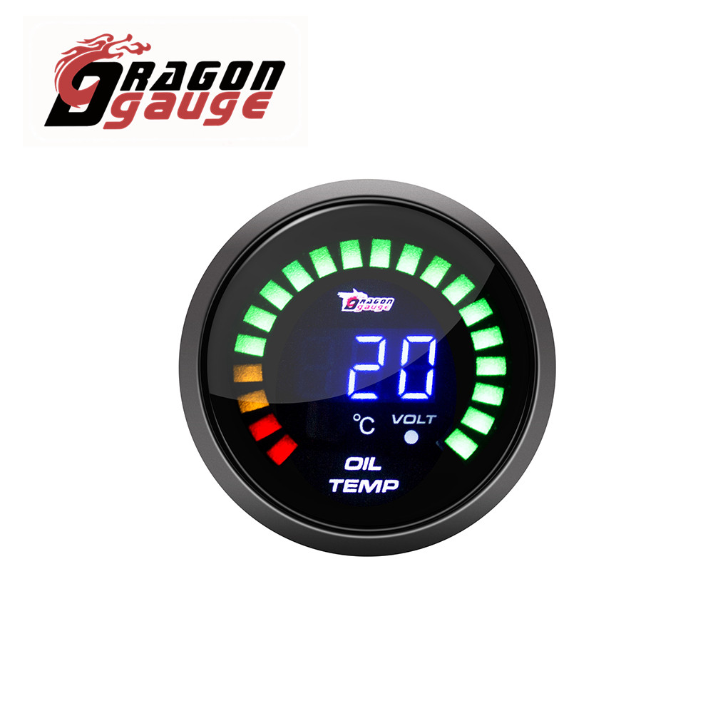 「DRAGON」Factory sales 52mm Automobile Oil temperature meter With voltmeter function Digital display20~150℃ 12 volt car universal: Oil temp Gauge