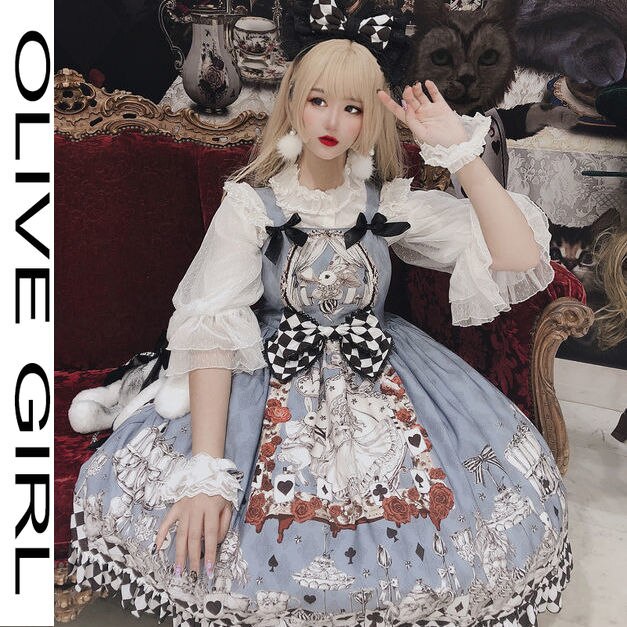 Jsk Lolita-vestido gótico Retro para mujer, vestido de Lolita con tirantes, estilo Harajuku, a la , sin mangas,