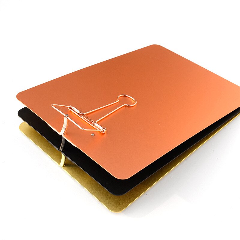 Metal Clipboard with Storage Folder Paper File Wordpad Writing Pad Artboard Clip Board Hanging Plate Holder Office Clamp Board