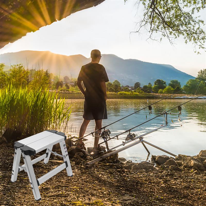 Fishing Stool Aluminum Alloy Folding Stool Photography Ladder Fishing Stool Multi-Purpose Stepladder Stool For Home Outdoor