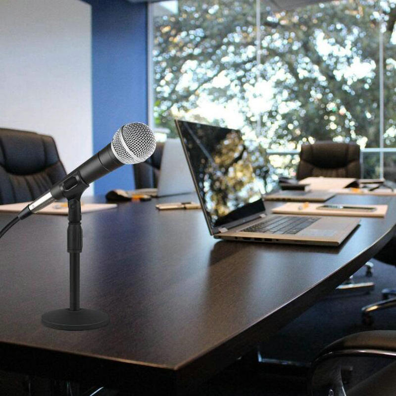 Desktop Microphone Stand, Upgraded Adjustable Table Mic Stand with Non-Slip Metal Base with Mic Clip and Screw for Spark