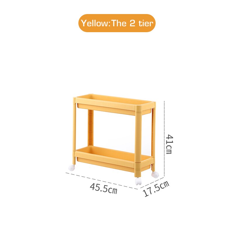 2/3/4 Tier Storage Shelf Plastic Subdries Rack Interspace Storage Racks Refrigerator Space Rack with Roller for Kitchen Bathroom: A2