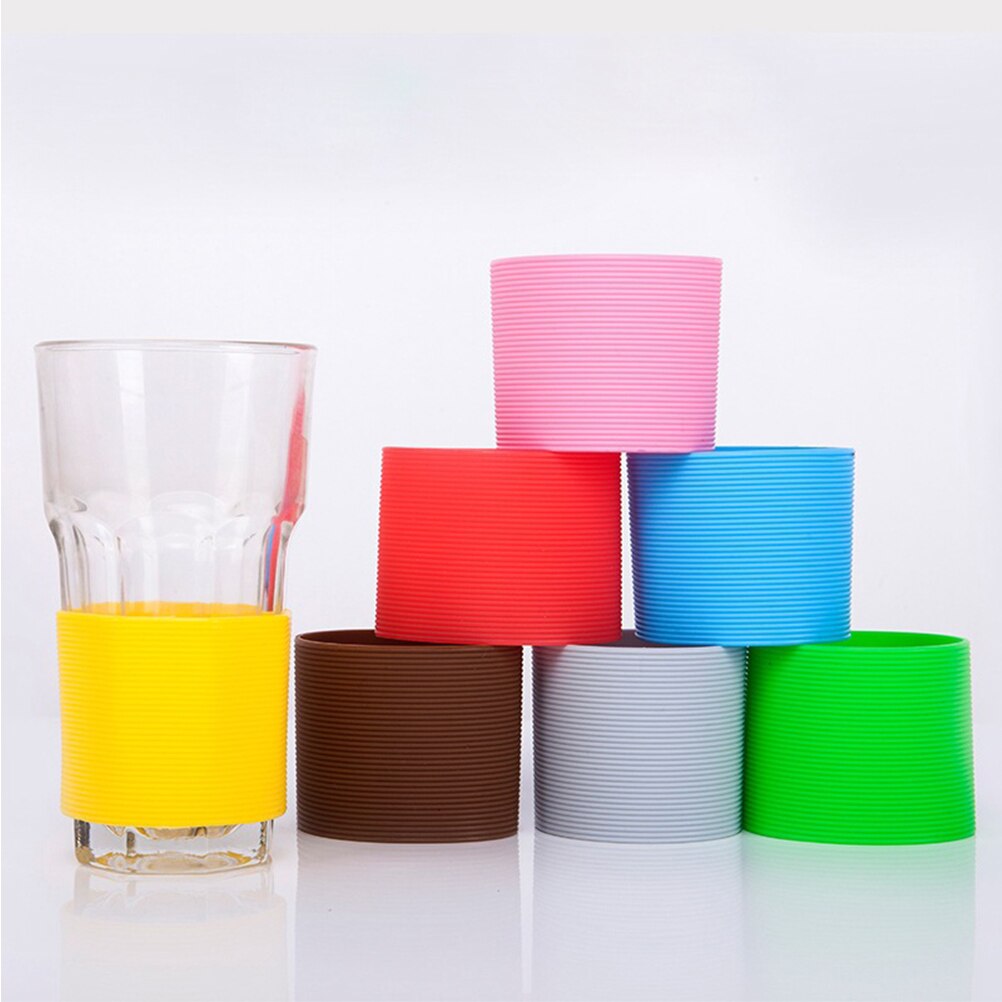 4 stuks Effen Kleur Silicone hittebestendige Cup Mouwen Beschermende antislip Water Glas Cover voor Fles Mok