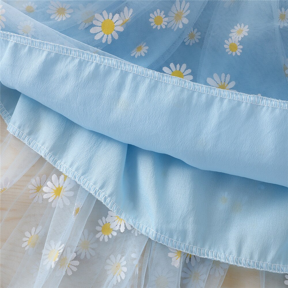 1-6T Baby Meisje Leuke 3-Layer Tutu Rok Romantische Zoete Peuter Daisy Print Elastische Taille Midi tule Prinses Rok Paars Roze