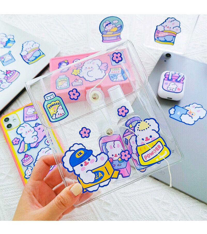 2Pages mignon bricolage Post autocollant pochette d'ordinateur tasse autocollants dessin animé lapin autocollant bagage étiquette autocollant accessoire journal Scrapbooking