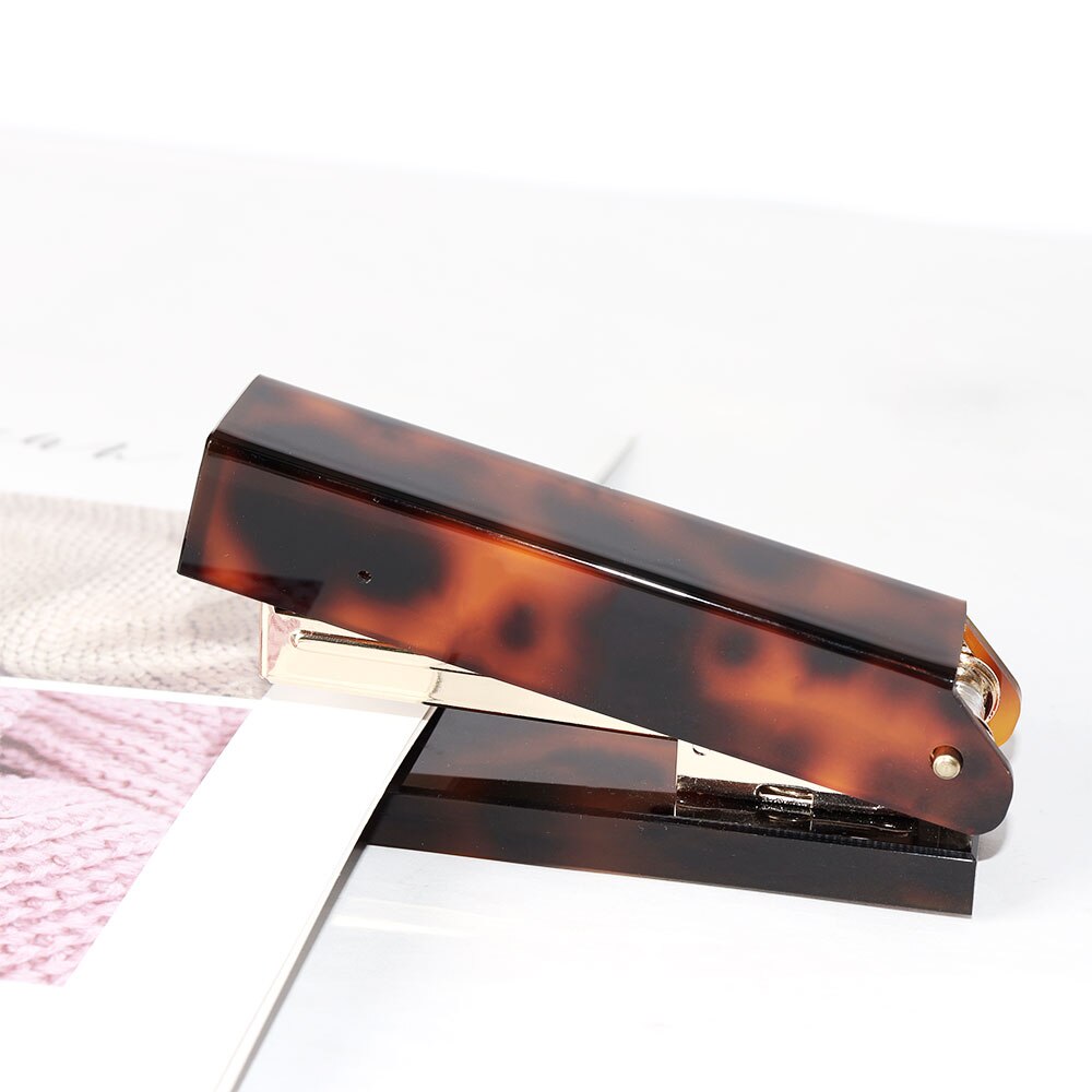 Acrylic Tortoise Shell Desktop Stapler Leopard Desk Accessories Print Book Binding Stapler